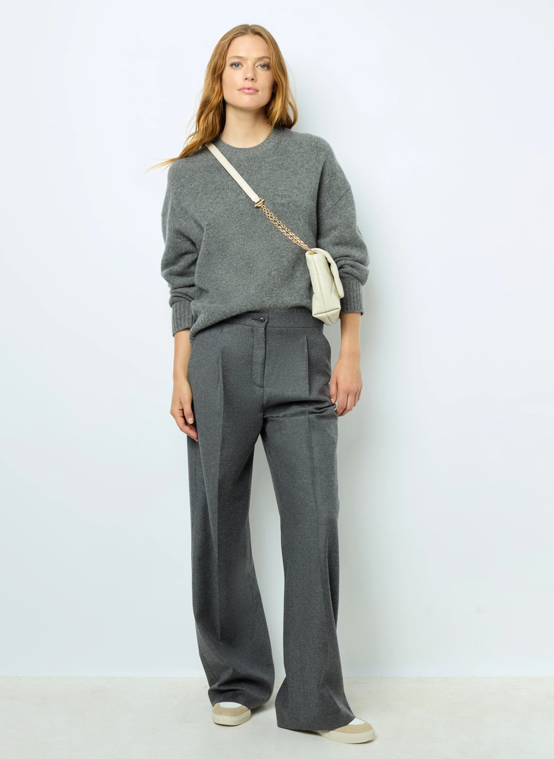 JEANNIC - Pull col rond en laine | Gris