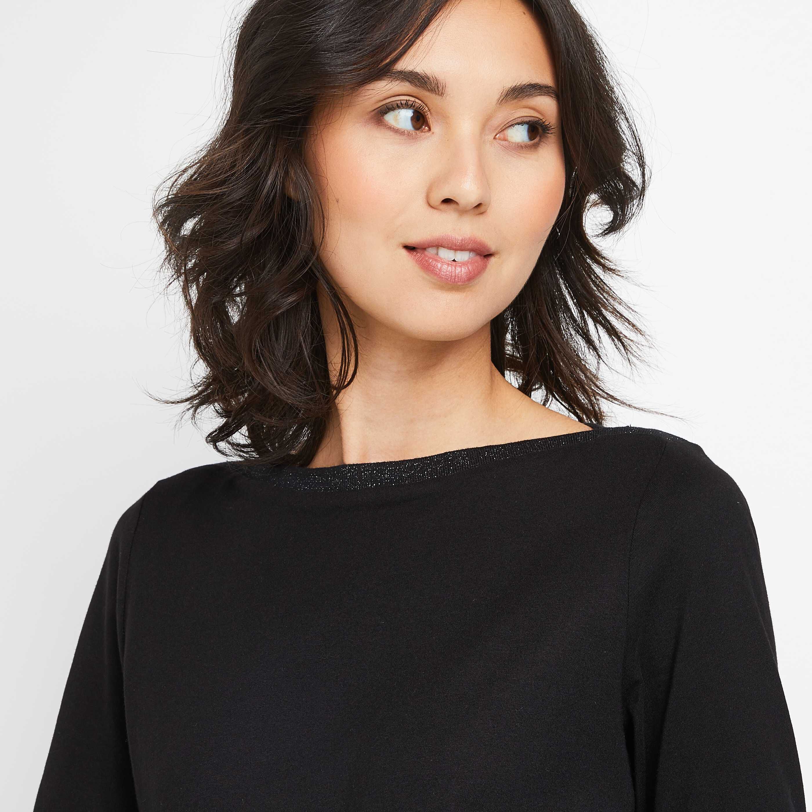 T-shirt col bateau femme - NOIR