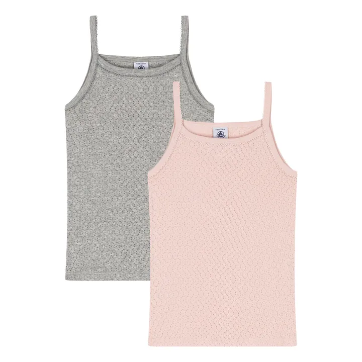 Petit Bateau Lot 2 Débardeurs Ajourés | Rose