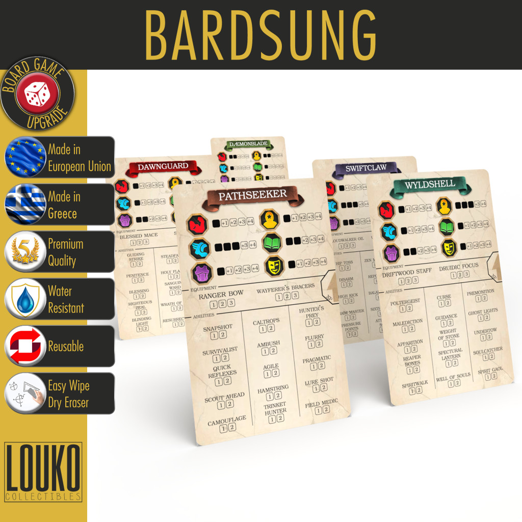 Feuilles de sauvegarde de personnages réinscriptibles pour Bardsung