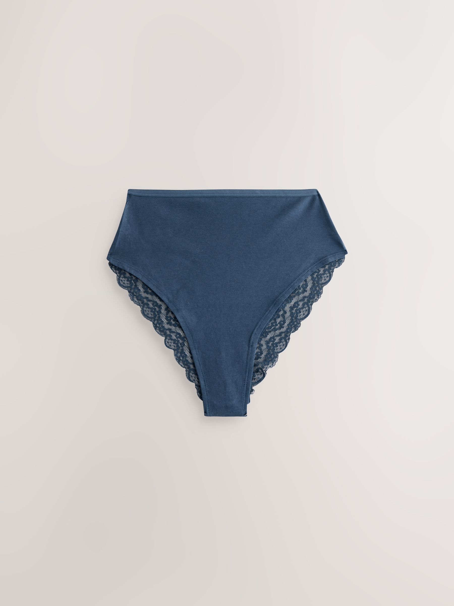 Blauw - 7 Katoenen slipjes met kant