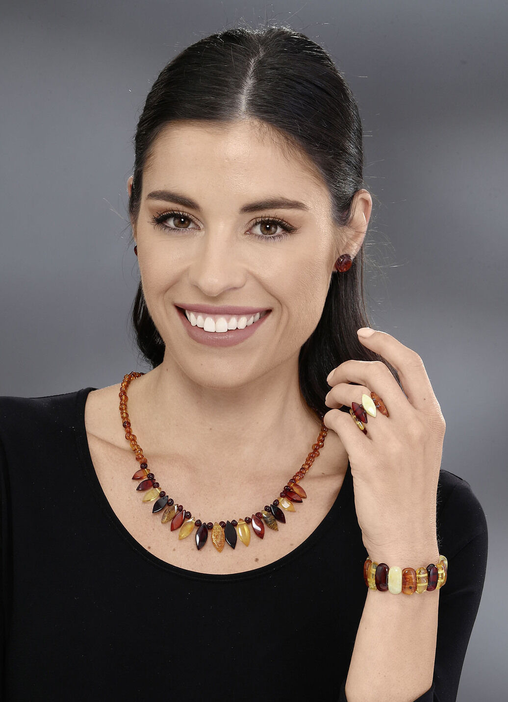 Armband, echte bunte Naturbernsteine