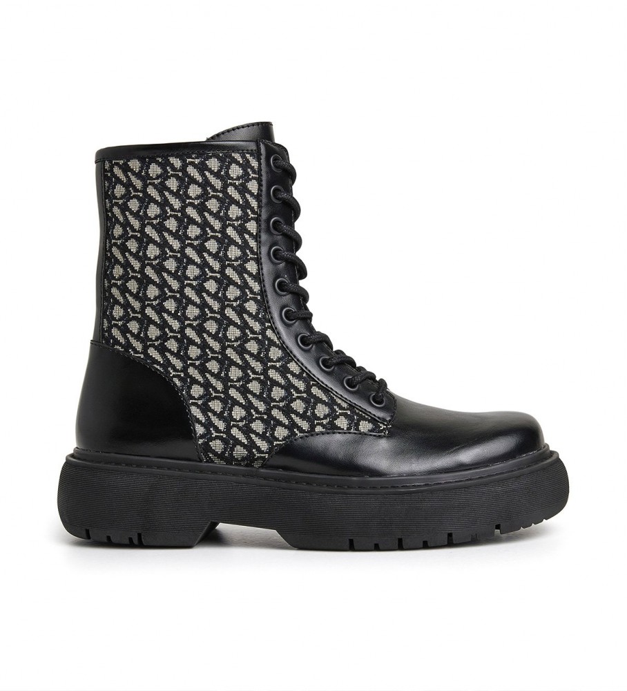 Botas de cano curto Pepe Jeans Yoko pretas em jacquard