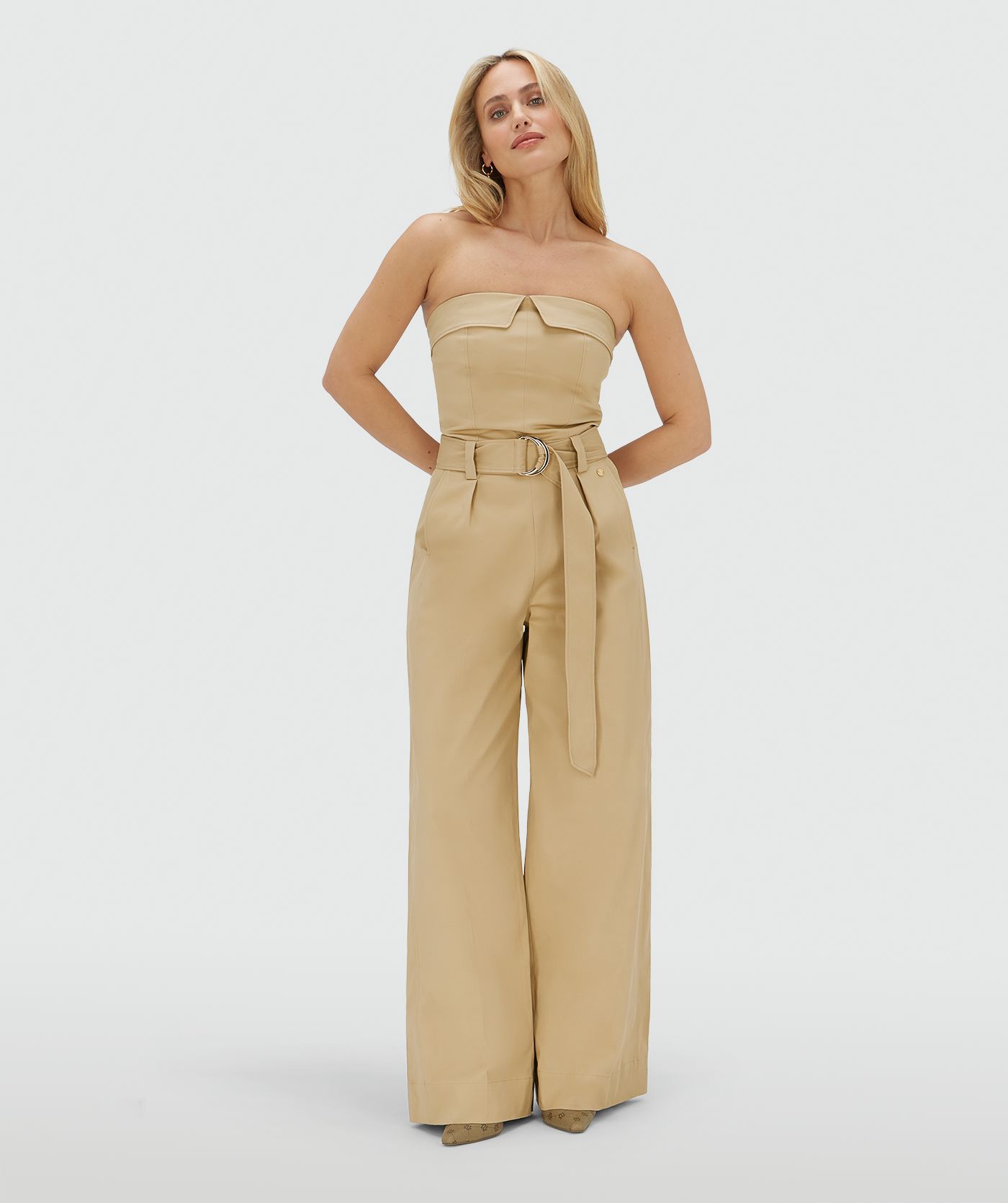 JV-MYRA wide leg jumpsuit - light camel
