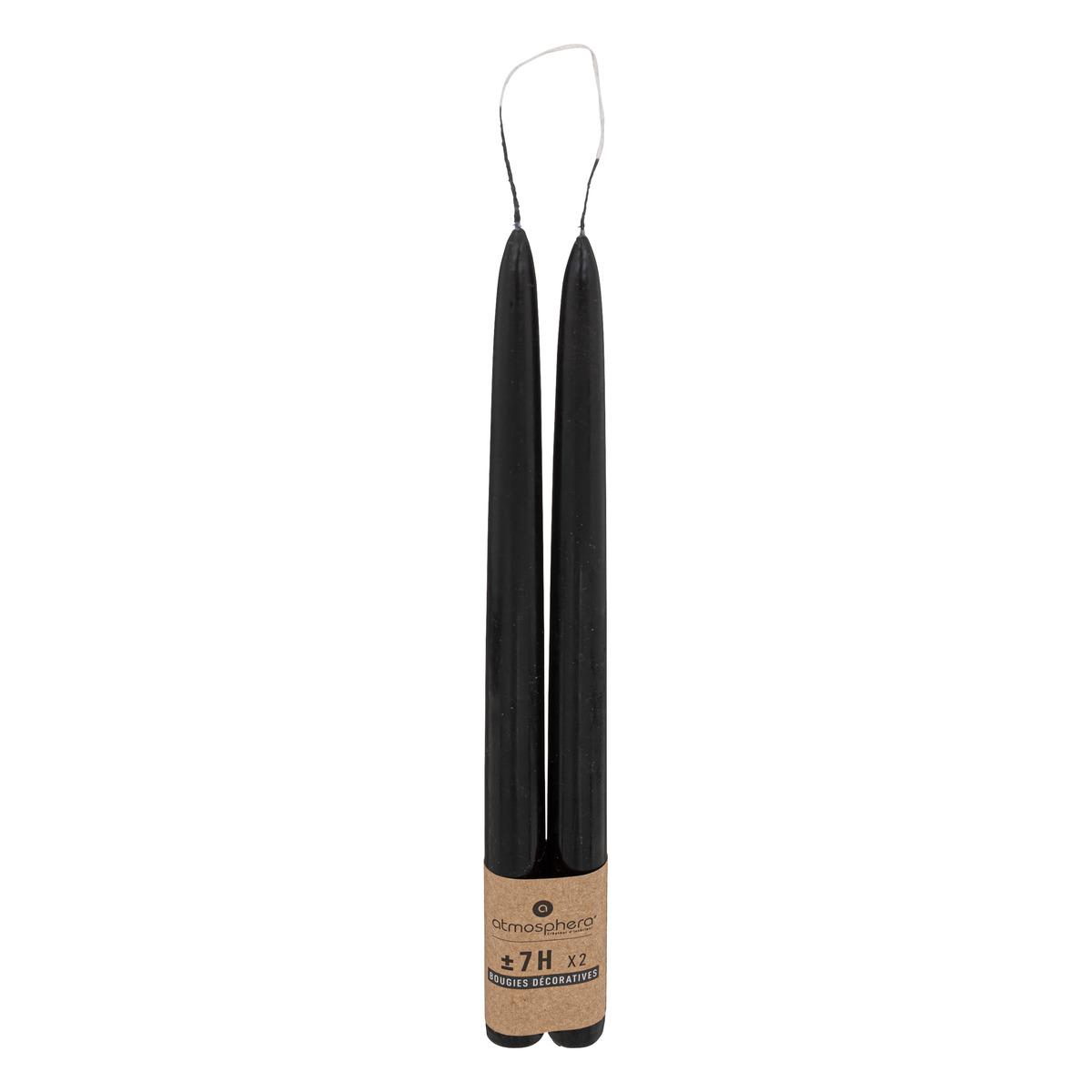 BOUGIE BATON HUGO NOIR H.30CM X2 PIECES