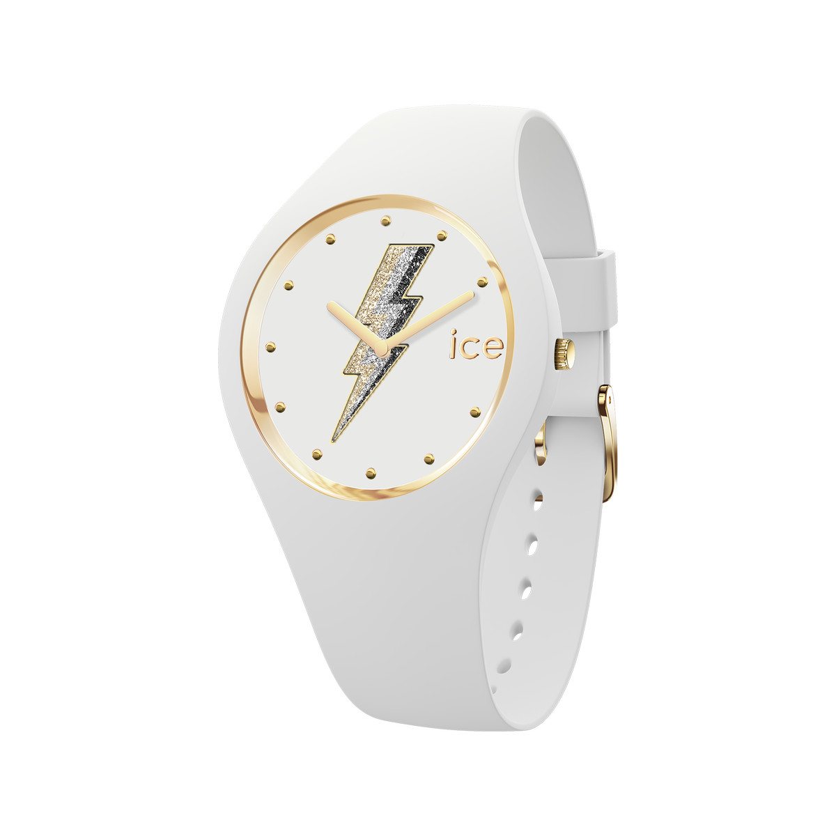 Montre Ice Watch  Femme silicone blanc, motif éclair.