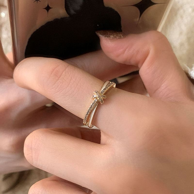 Panda Dama - Open ring met strass