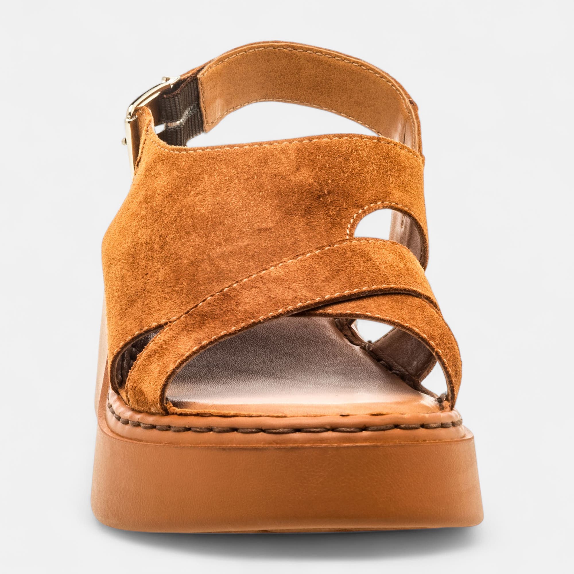 Sandales Femme en cuir cognac