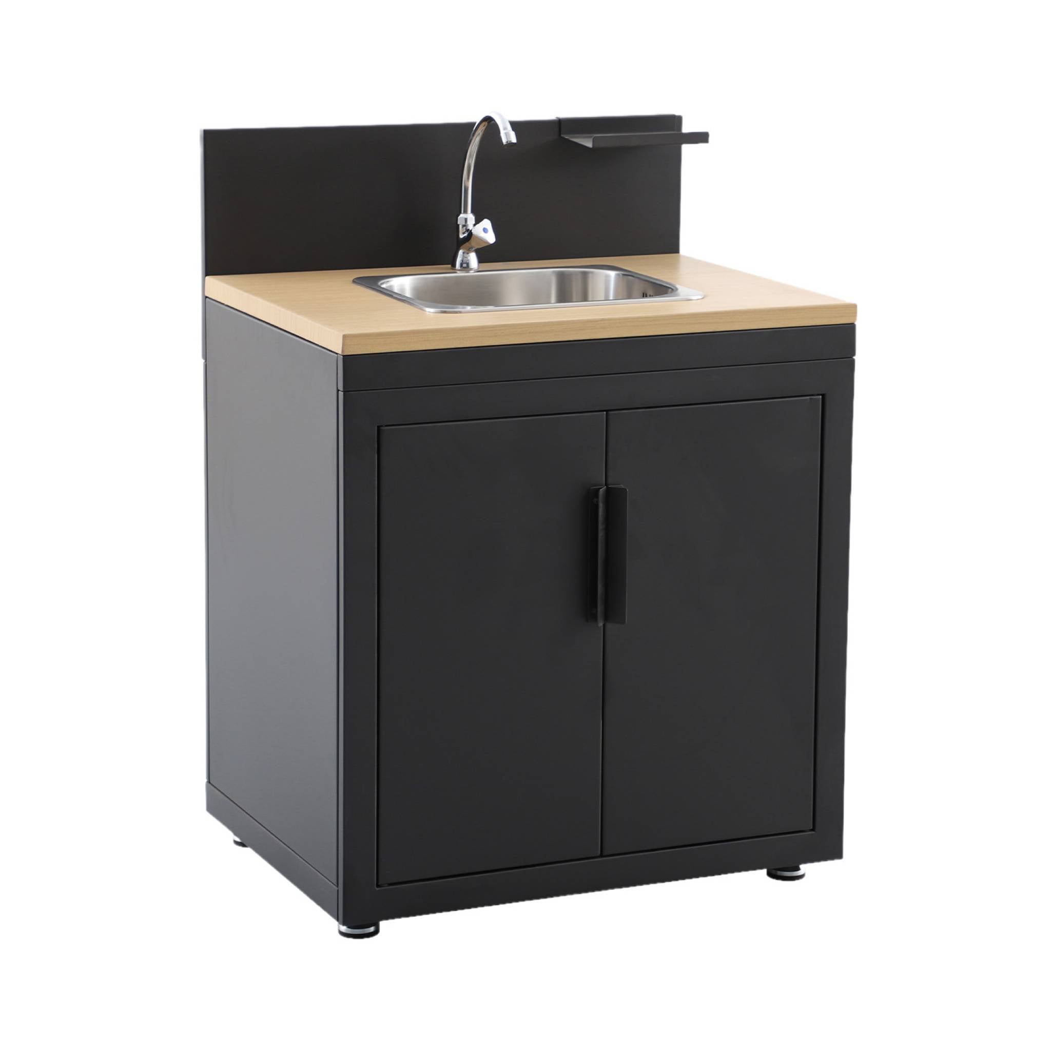 sweeek - Buitenkeuken 3 modules staal en houtdecor