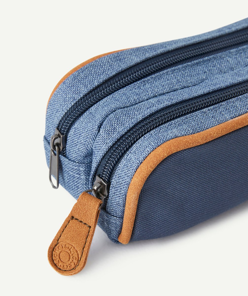 KICKERSTROUSSE BLEU MARINE ET MARRON AVEC DOUBLE COMPARTIMENT
