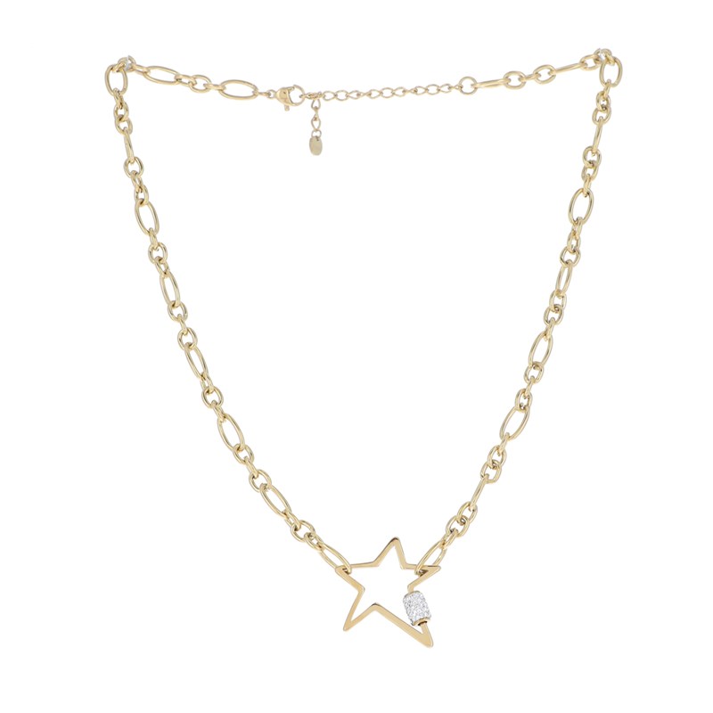 Collier en acier maille dorée avec chaînette réglable