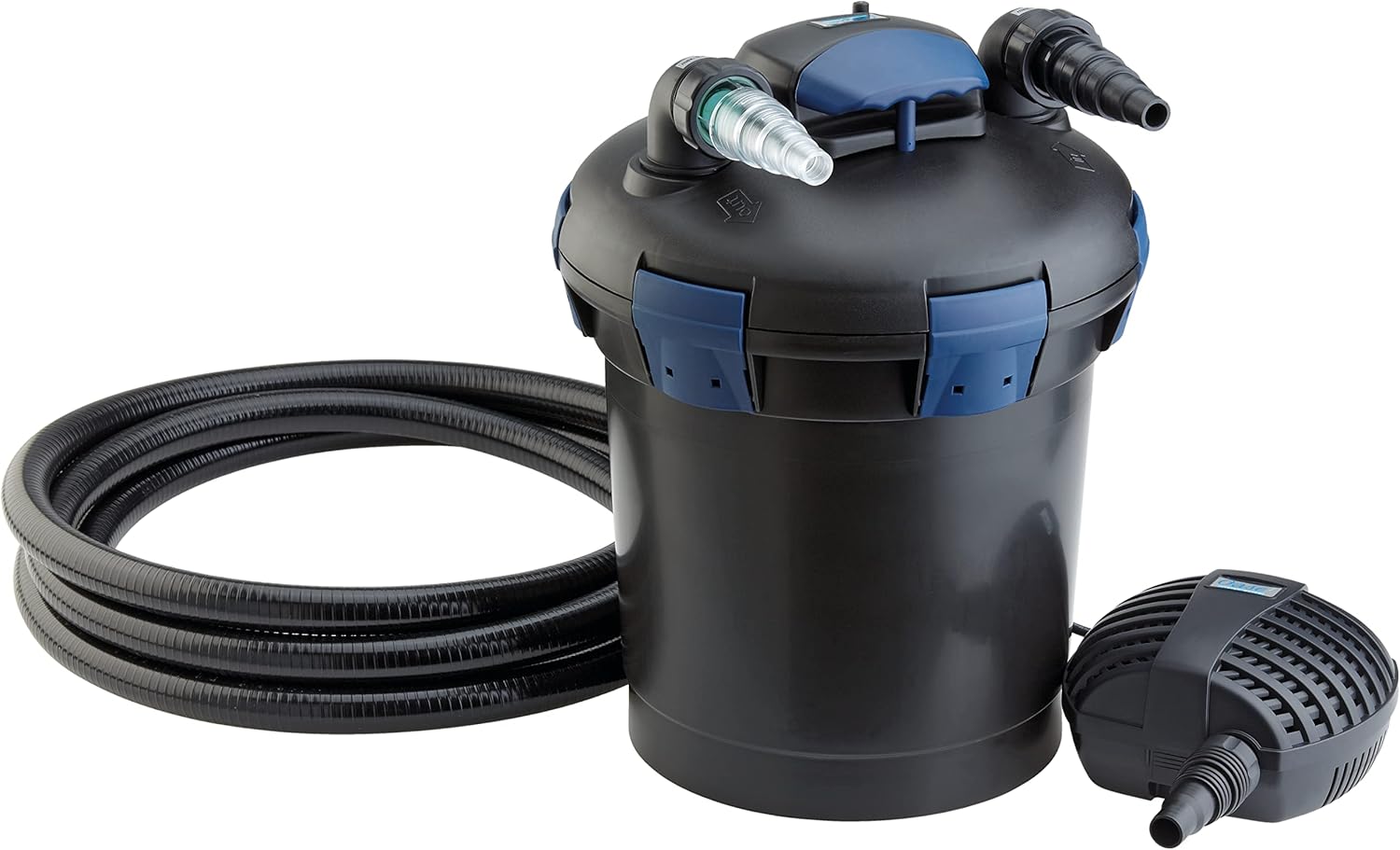 OASE 50455 Druckfilter BioPress Set 10000, Teichfilter Filterset zur effektiven und raschen Algenbekäpfung, Komplettset inkl Filterpumpe und UVC Klärer