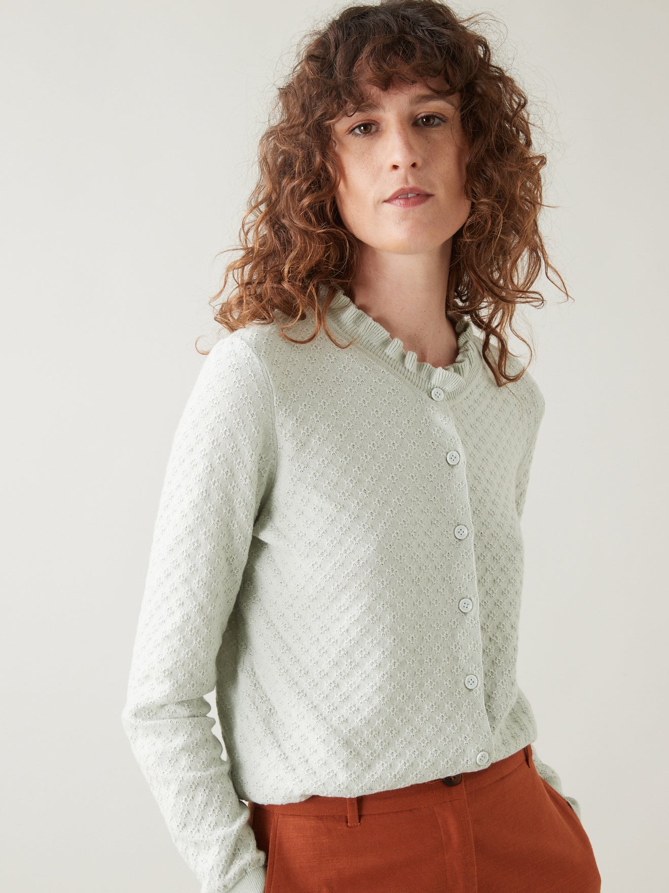 Cardigan col volanté femme