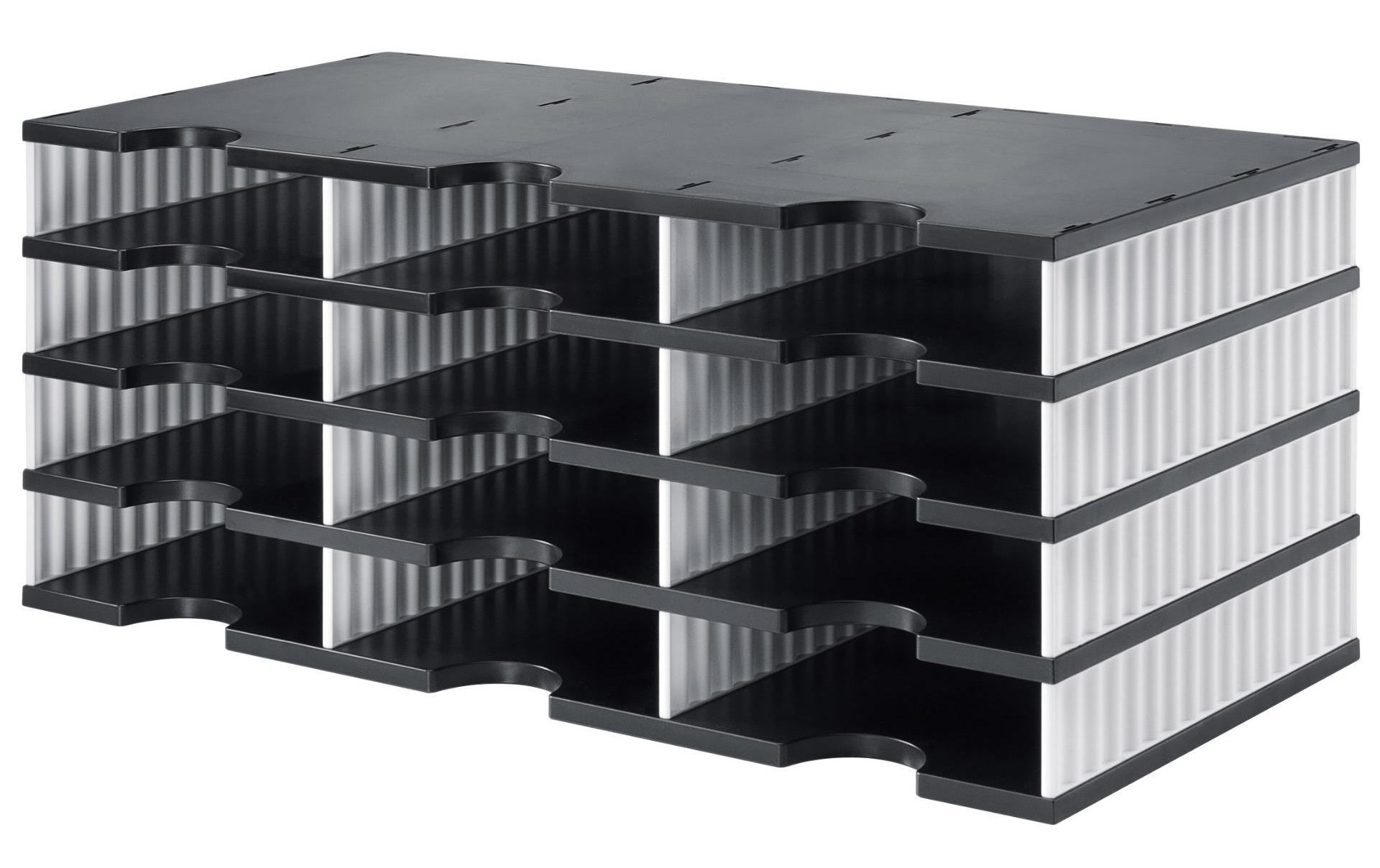 Dokumentenablage styrodoc trio Standard, Schwarz, 12 Fächer<br>Styrodoc Trio