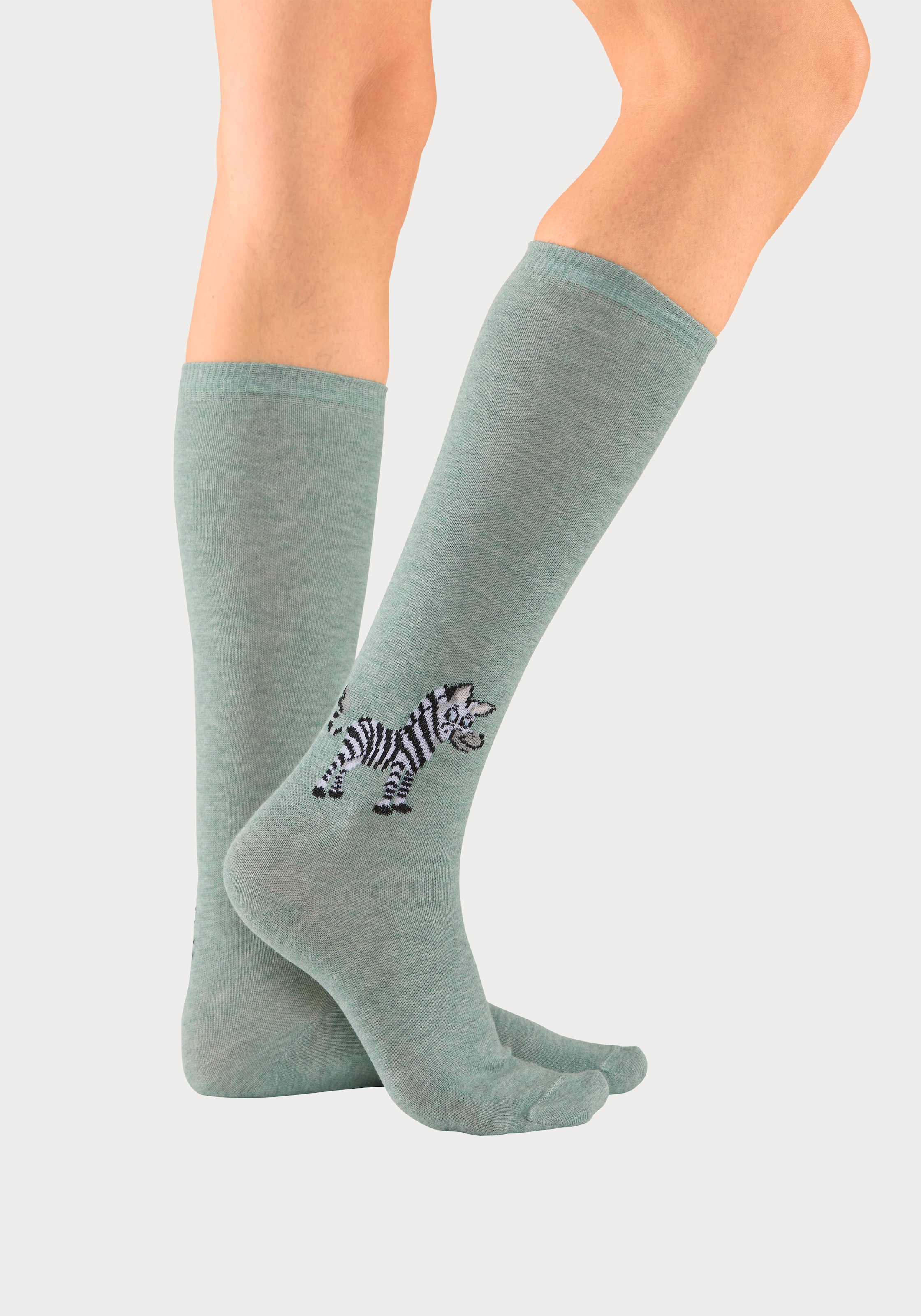 H.I.S Kniestrümpfe Packung, 5 Stk. tlg. mit eingestricktem Moriv