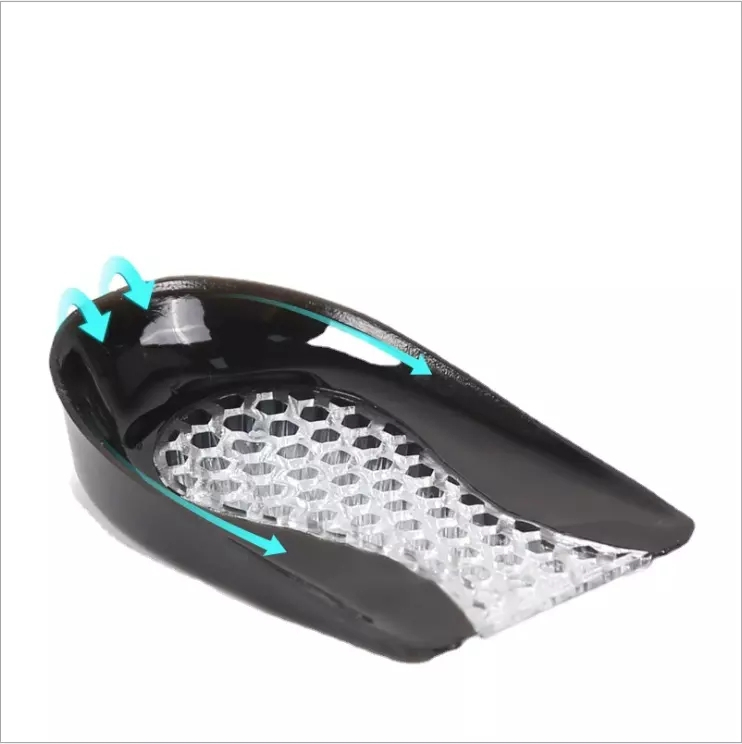 (1 Paar) 8mm Ultraweiche Silikon Gelpad Fersenlift Einlage Anti-Rutsch / Massage Einlagen - Schwarz / Transparent