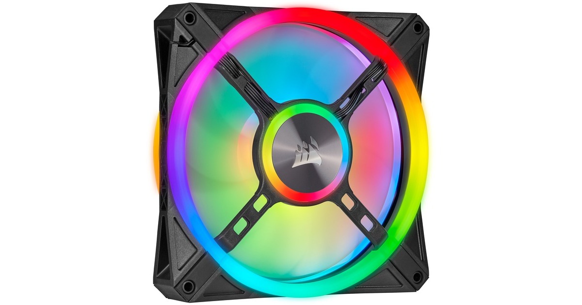 CorsairiCUE QL140 RGB case fans  (Zwart, 2 stuks, 140 x 140 x 25 mm, PWM)