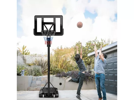 Panier de Basket-Ball sur Pieds Hauteur Réglable 143-305cm, Support de Basket Portable à roulettes avec Sac Sécurisé, Panneau Arrière de 111 cm