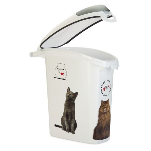 Recipiente branco para armazenar ração de gato