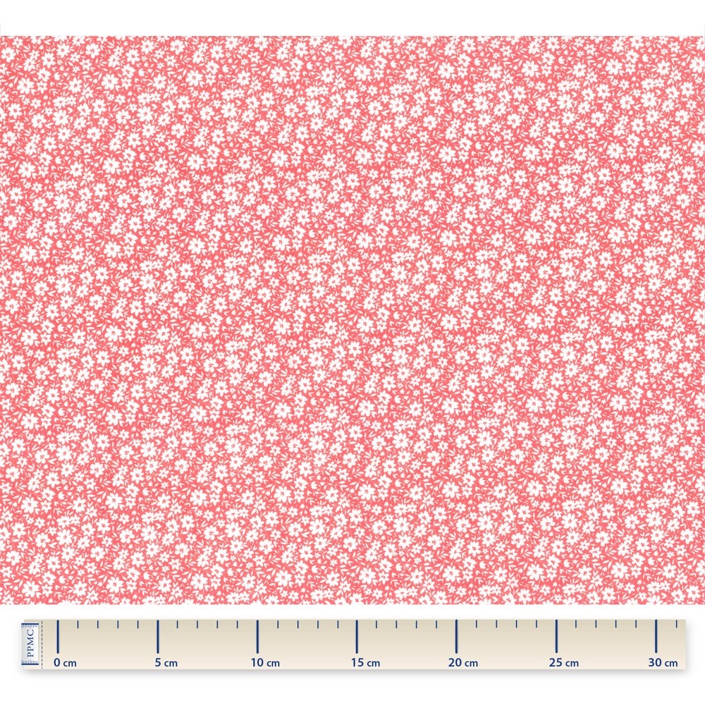 Coupon Tissu 1 M Petites Fleurs Rougeex1087