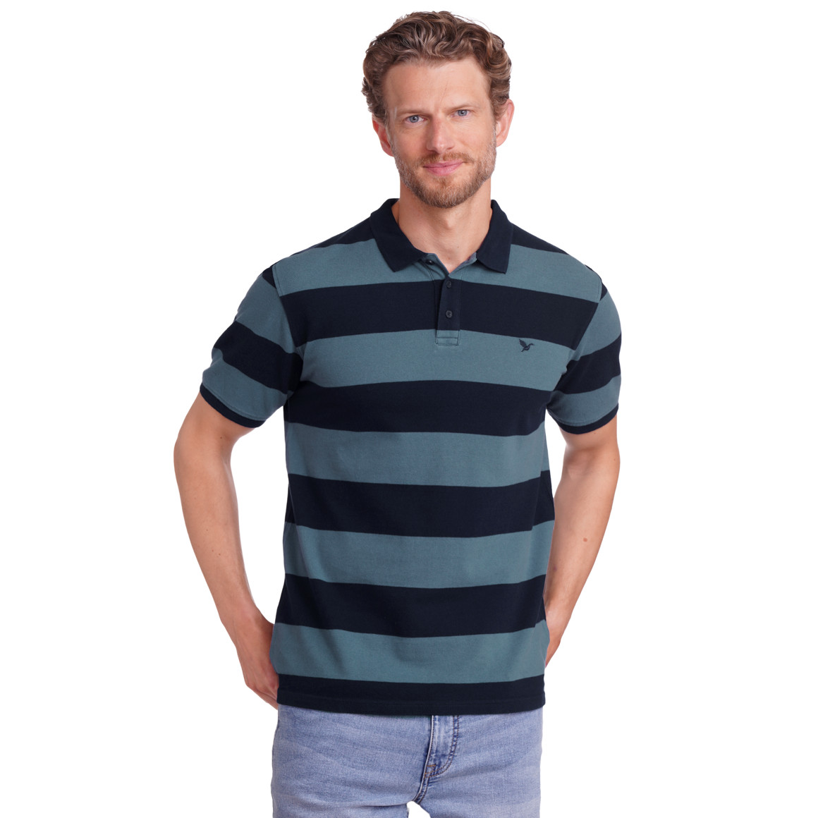 Jonas Nielsen Herren Poloshirt mit Streifen dunkelblau / hellblau