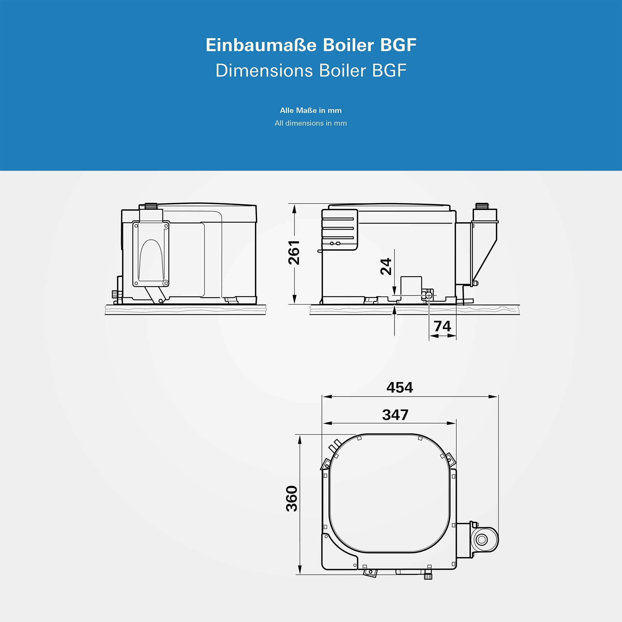 Truma Boiler Gas BGF Warmwasserboiler mit flexibler Abgasrohrführung