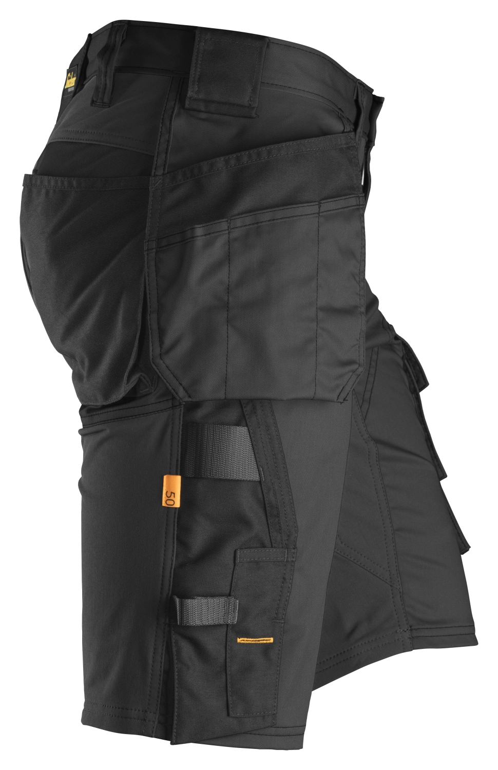 Snickers 6141 Korte werkbroek AllroundWork Stretch met holsterzakken  - Zwart - Maat 056
