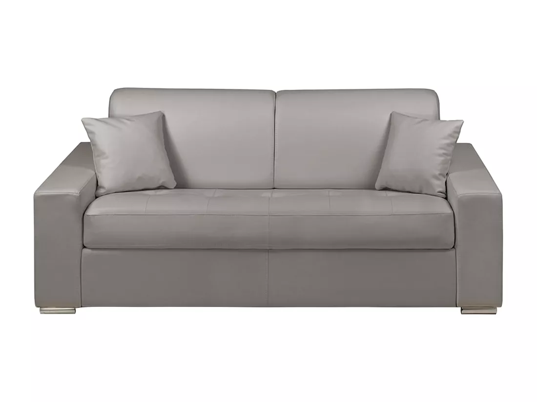 Canapé 3 places convertible express en simili EMIR - Gris - Couchage 140 cm - Matelas 14 cm
