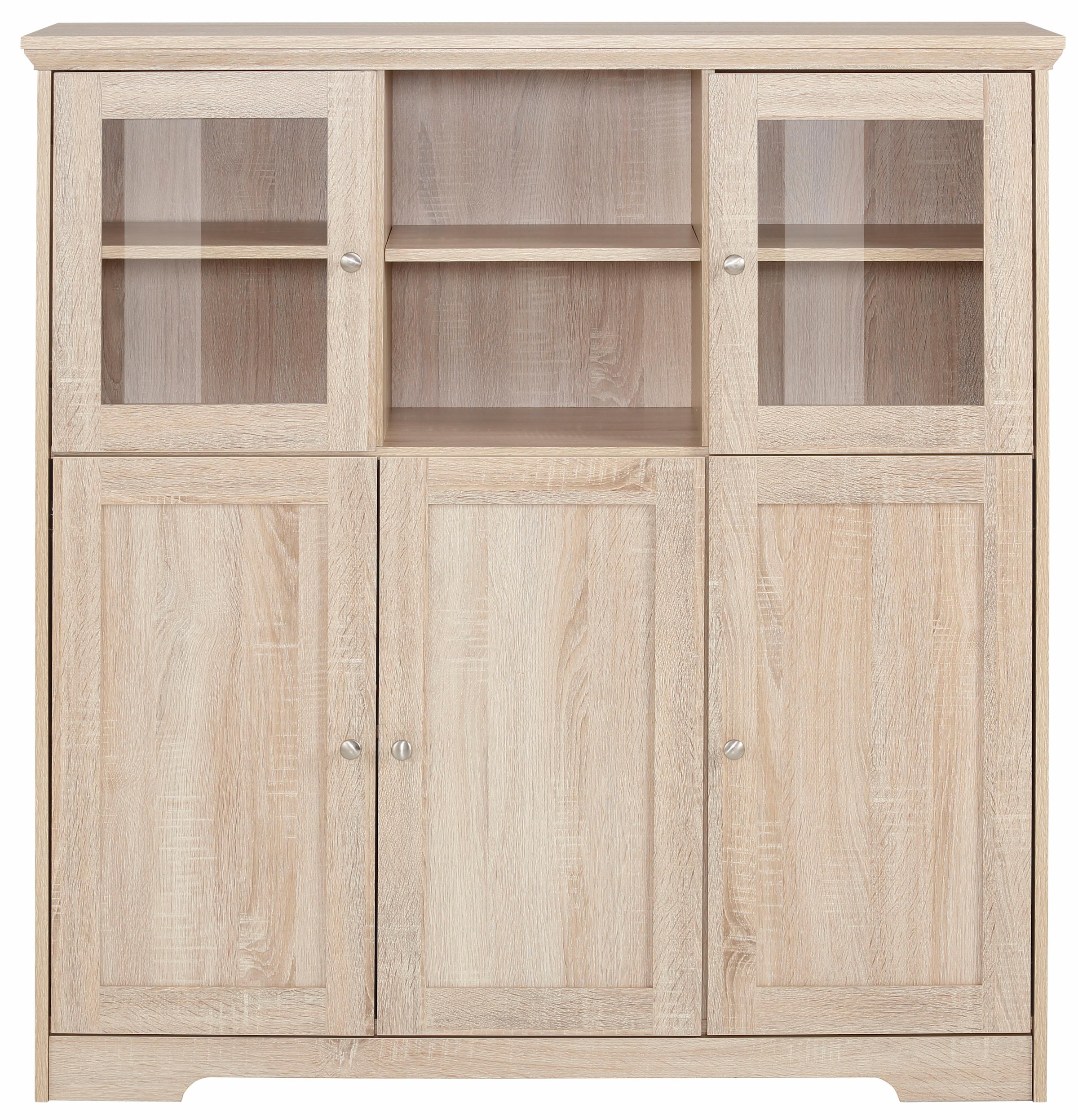 Home affaire Highboard »Nanna« Vitrine in Eichen-Optik, Breite 118 cm