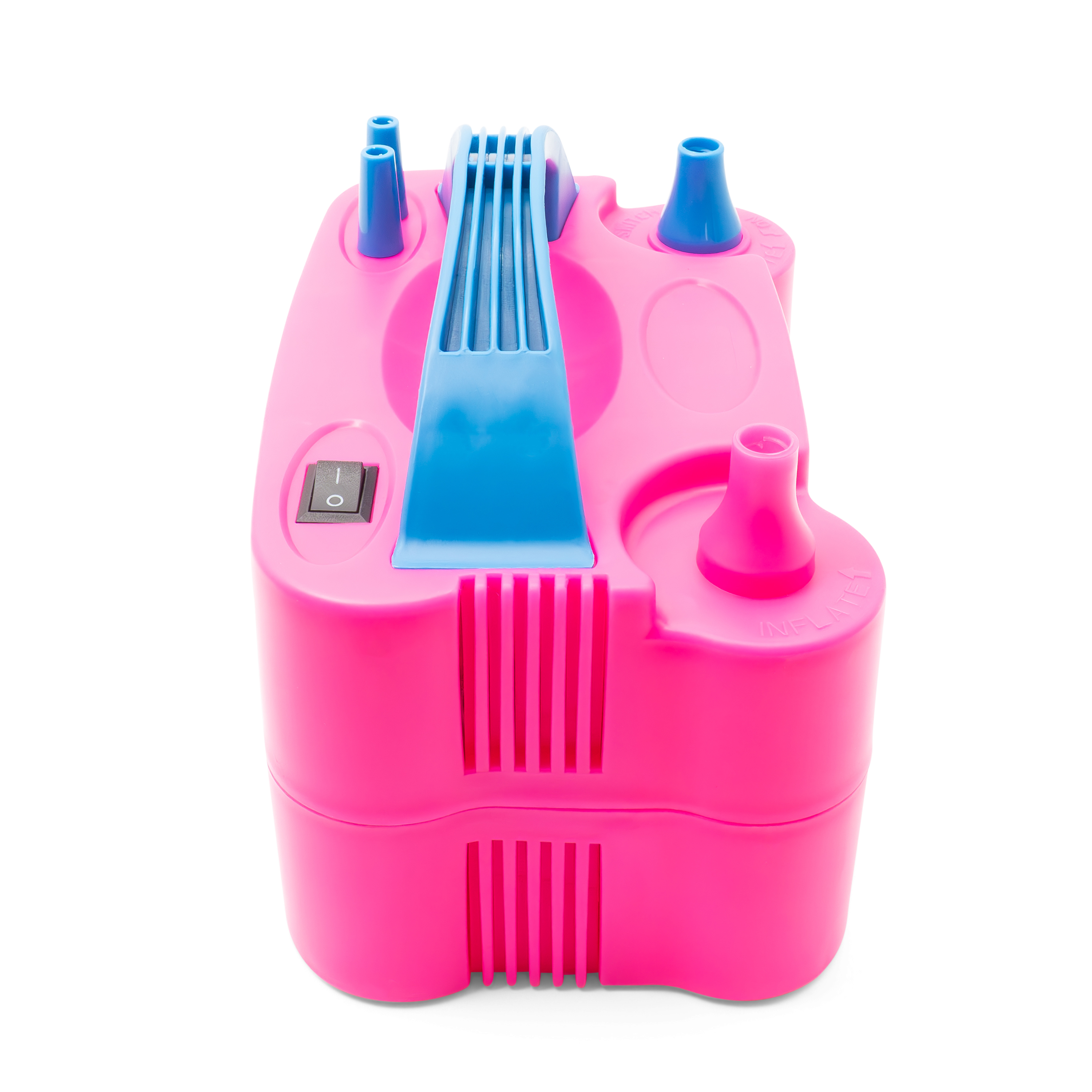 (600W) Elektrische Ballon Luftpumpe Aufblasgerät Kompressor - Pink / Blau