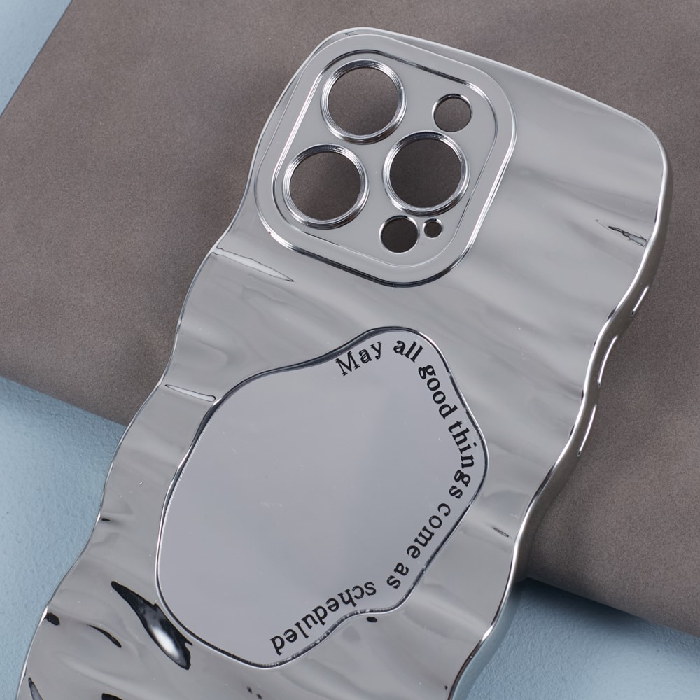 iPhone 14 Pro Gummi Case Hülle mit Spiegel und Kameraschutz - Silber