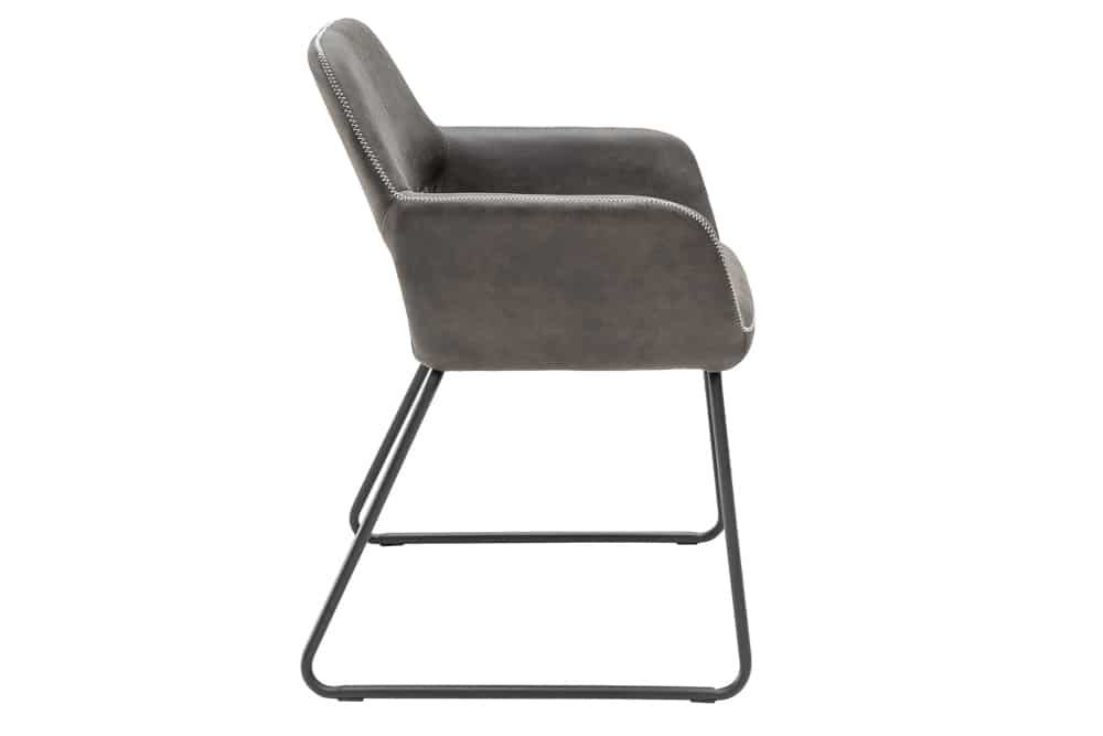Design Stuhl MUSTANG antik grau Microfaser mit Armlehne