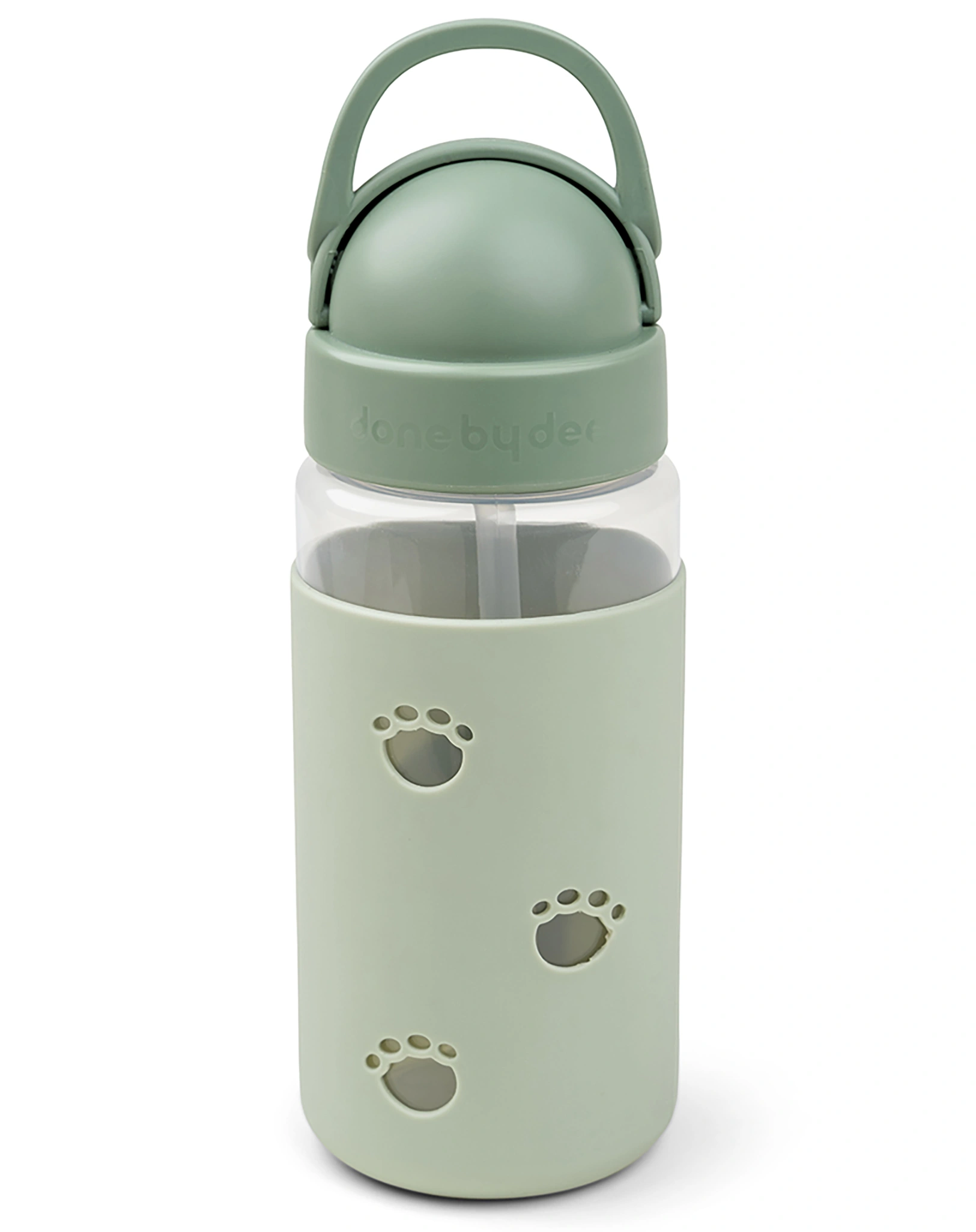 Trinkflasche EASY-GRIP - ELPHEE (350ml) mit Trinkhalm in grün