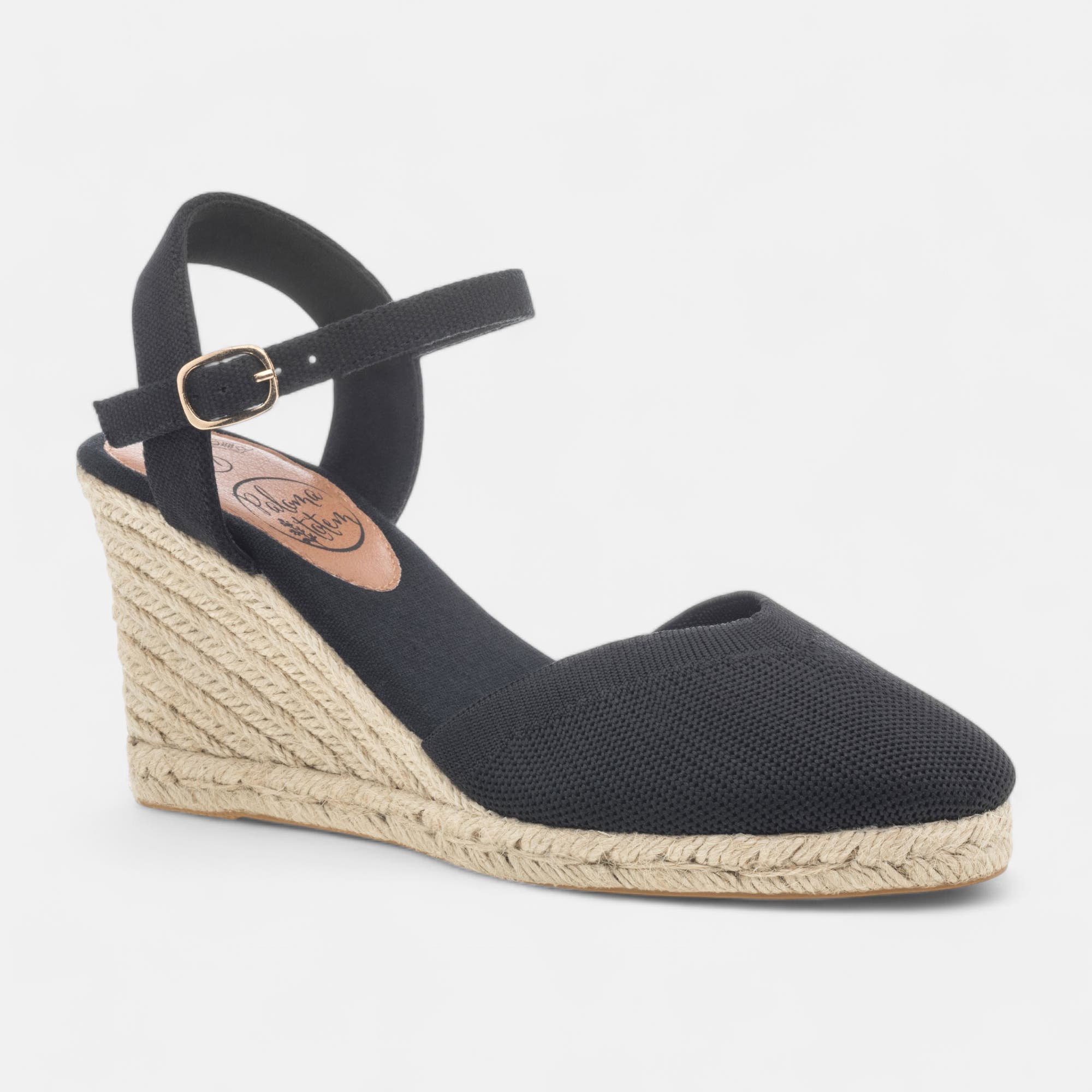 Espadrilles à talon compensé Femme noir