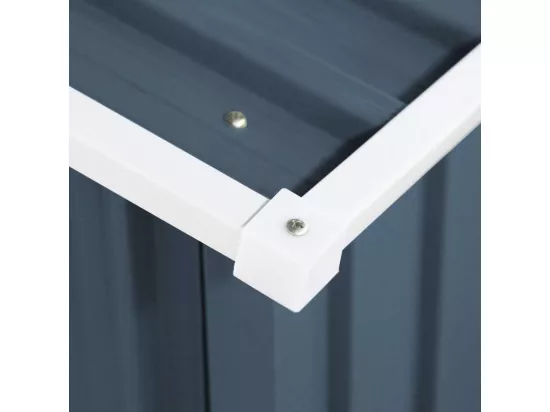 Abri de Jardin en Métal 2,769 ㎡, Toit en Pente avec Cadre de Fondation et Porte Coulissante, Abri Jardin Exterieur en Tôle Galvanisée à 2 Fenêtres de Ventilation 213 x 130 x 173 cm, Gris