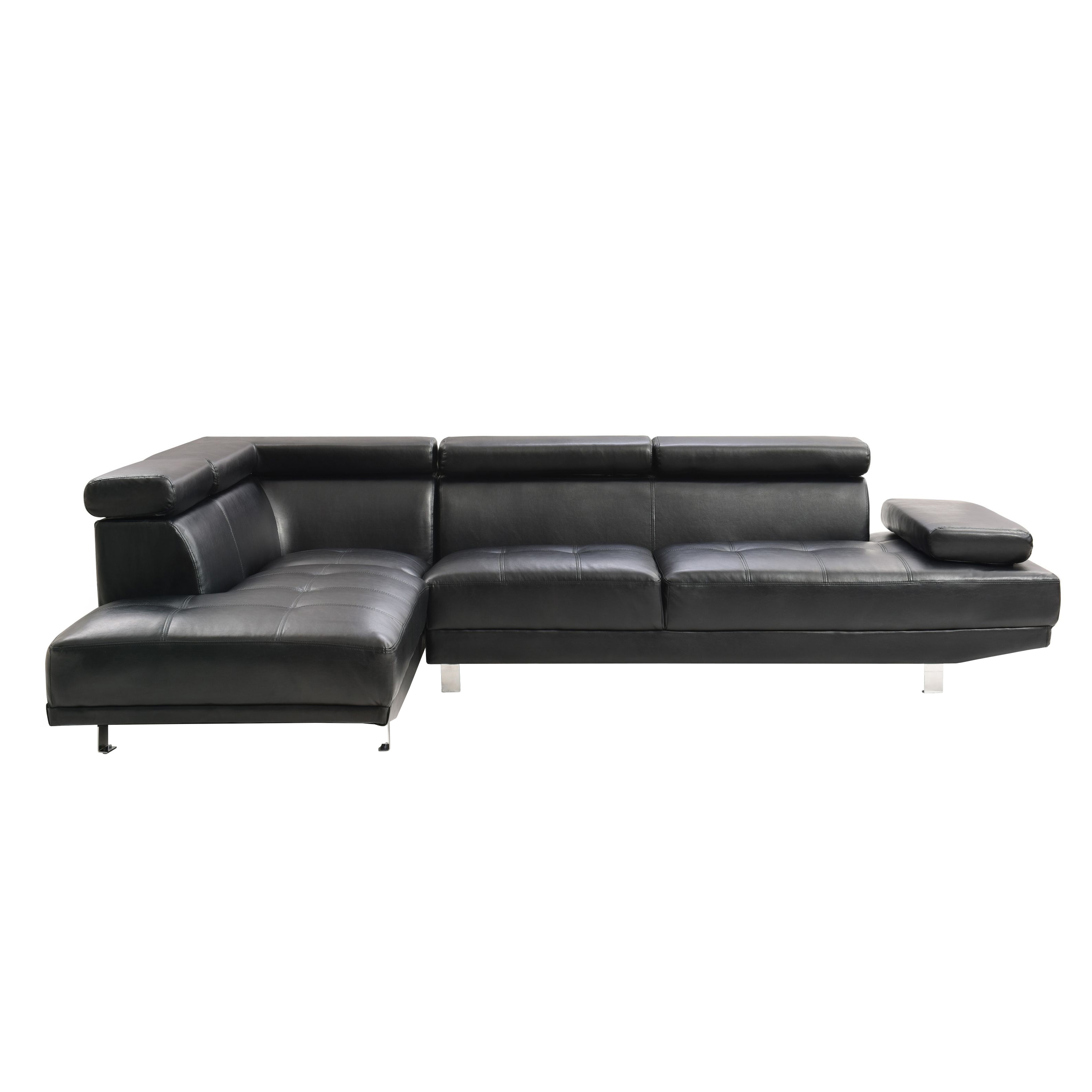 Ecksofa Leder PHILIP links schwarz