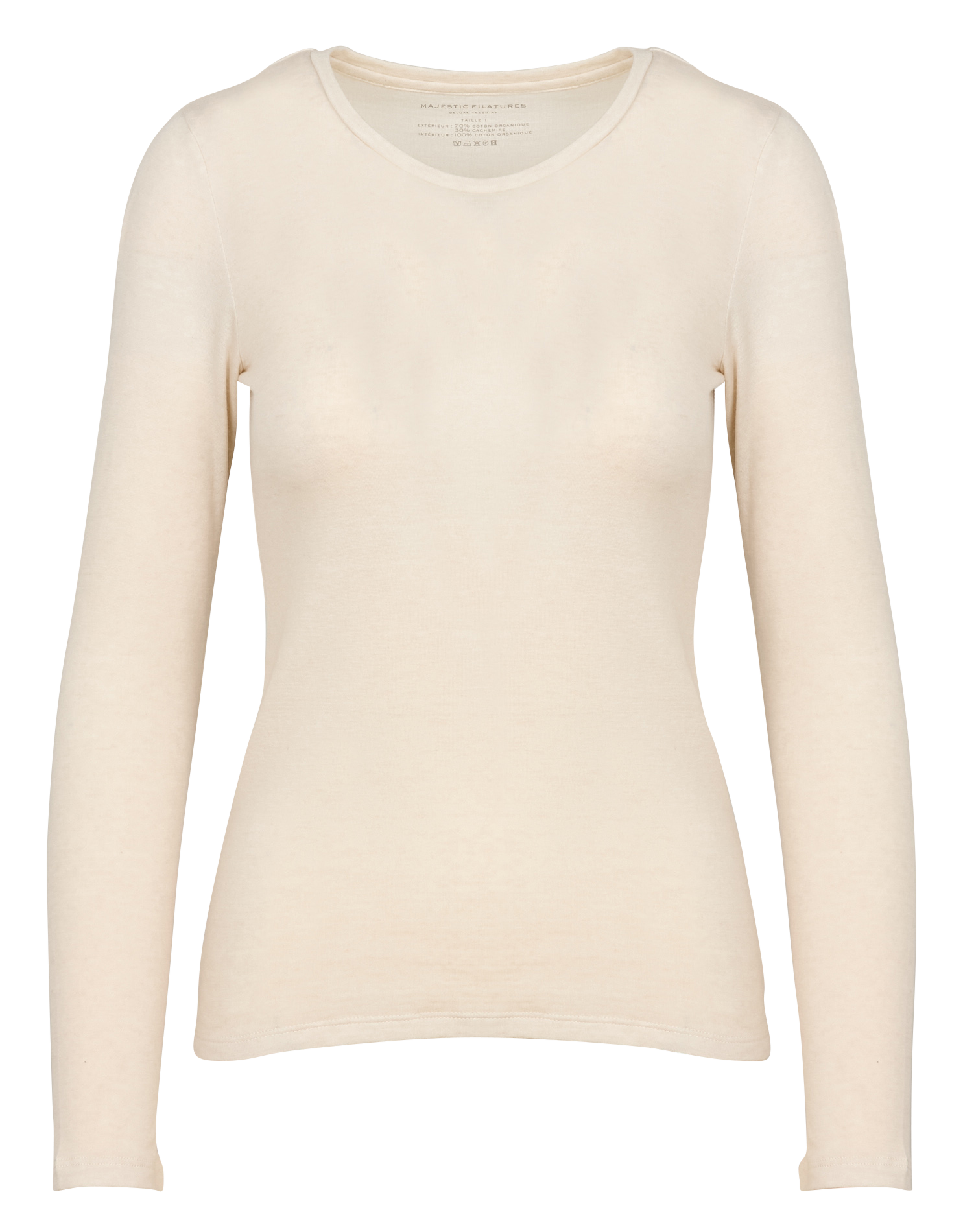 Tee-shirt col rond en coton et cashemire | Beige