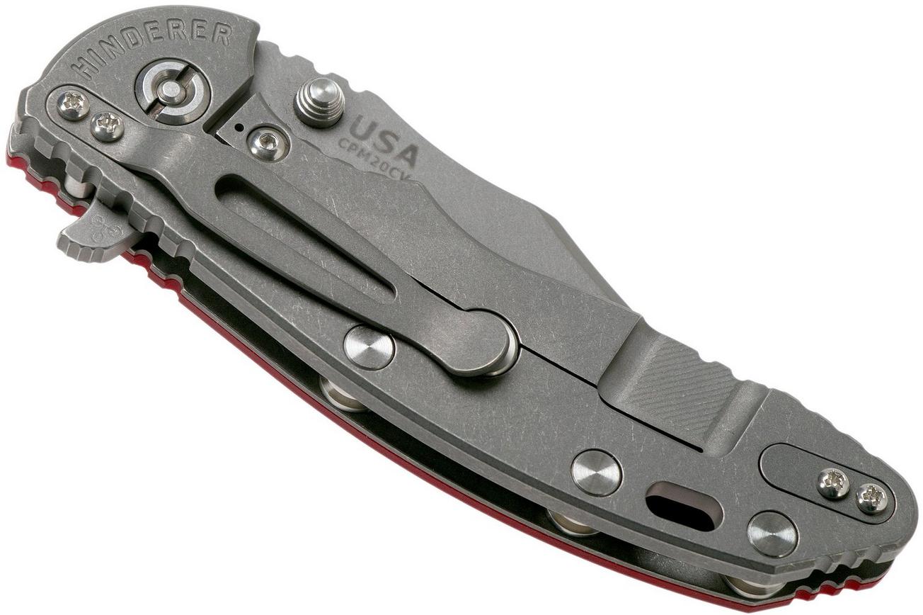 Rick Hinderer XM-18 3.5 Bowie 20CV Working Finish, Red G10 zakmes