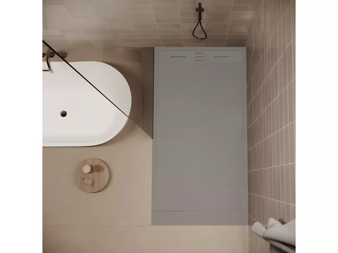 Receveur de douche 90 x 160 cm extra plat SALVI en SoliCast® surface ardoisée gris