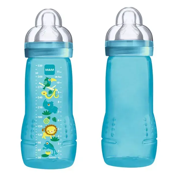 Mamadeira MAM Easy Active X Flow +6m Azul, Pacote com 2 x 330ml