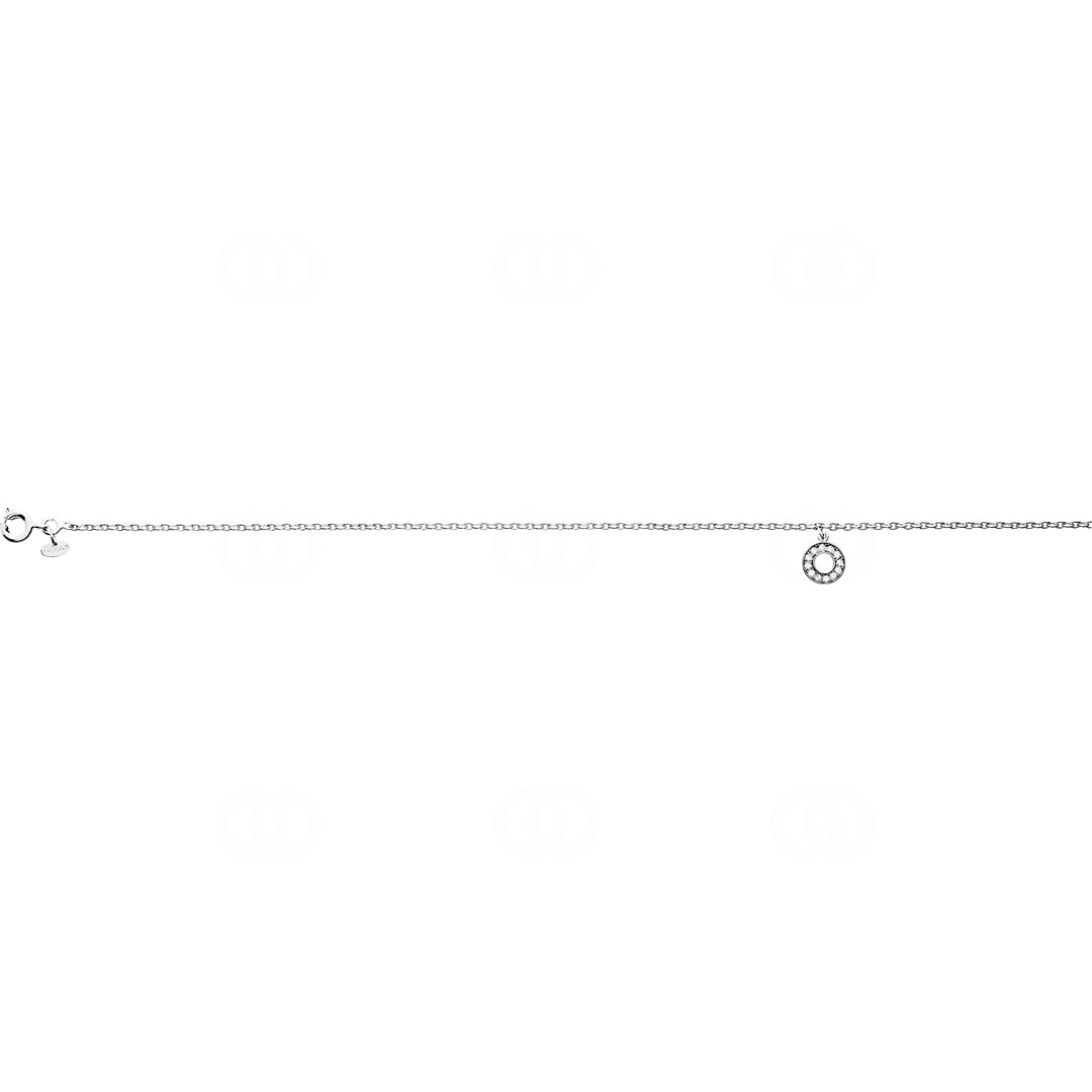 Fusskette 925 Silber rhodiniert mit Zirkonia 26cm