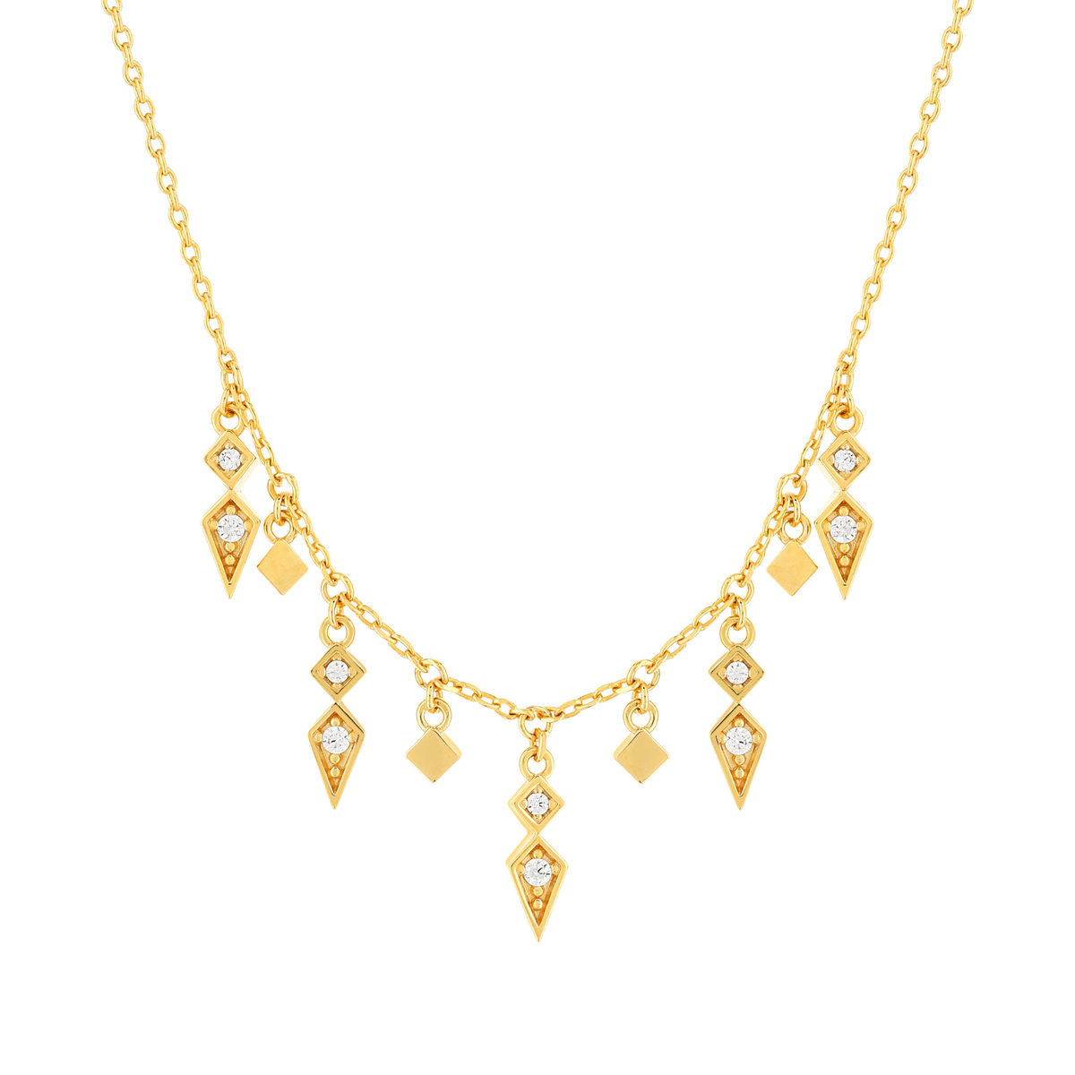 Collier plaqué or zirconias 45 cm