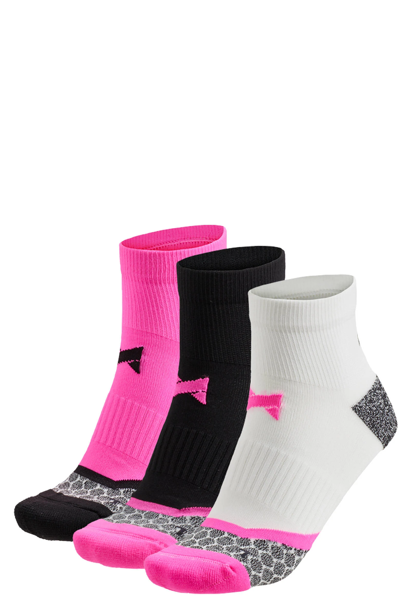 Xtreme hardloopsokken - set van 3 fuchsia/zwart/wit
