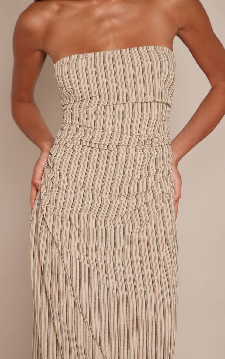 Gris Pierre Robe Mi-longue Bandeau Froncée