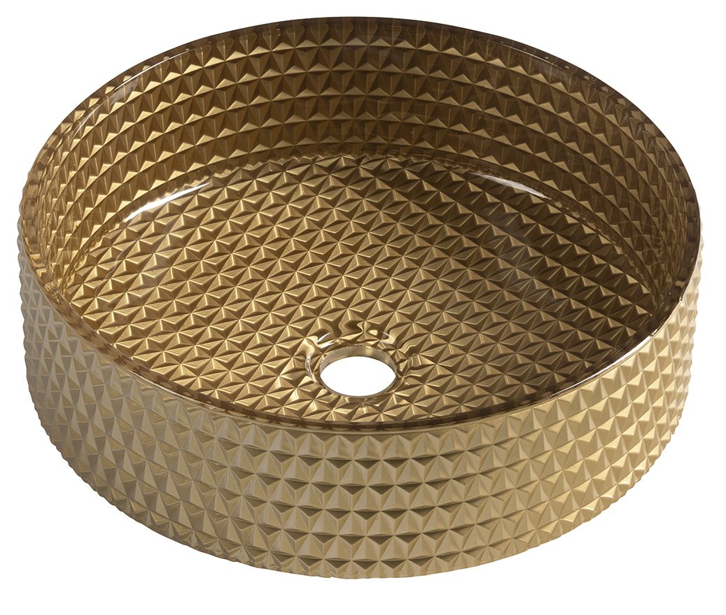 Sapho Maragua glazen waskom 40x40cm goud