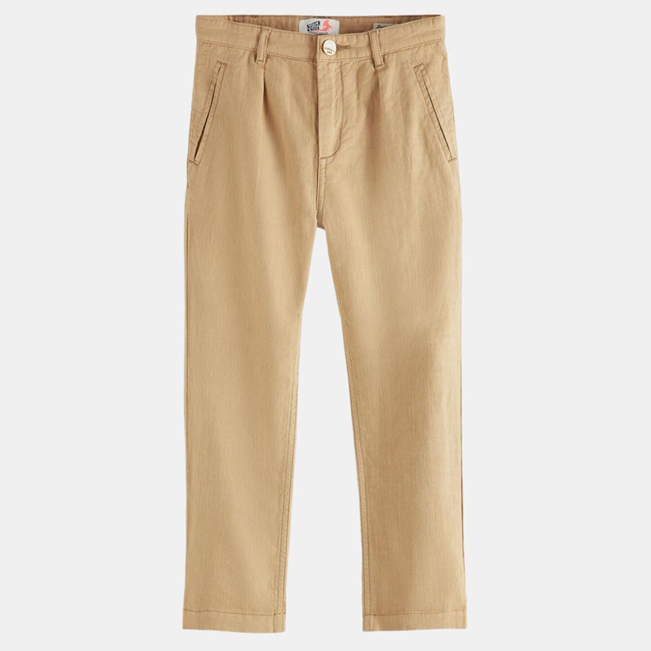 Scotch & Soda Pantalon chino en Lin & Coton marron clair