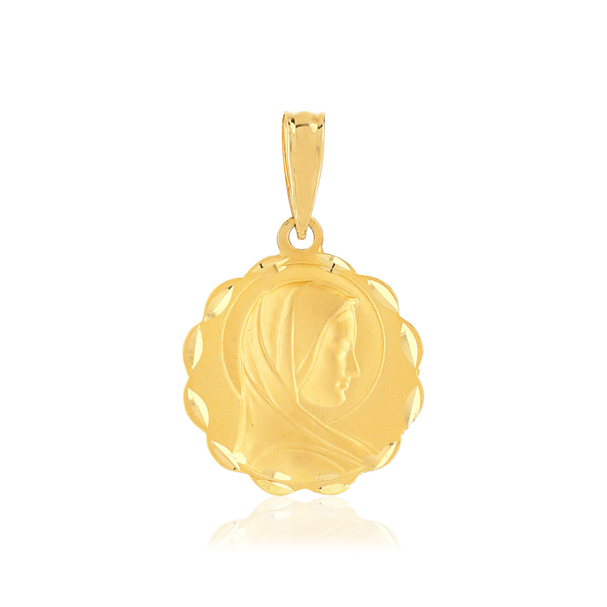 Médaille or 750 jaune diamanté Vierge