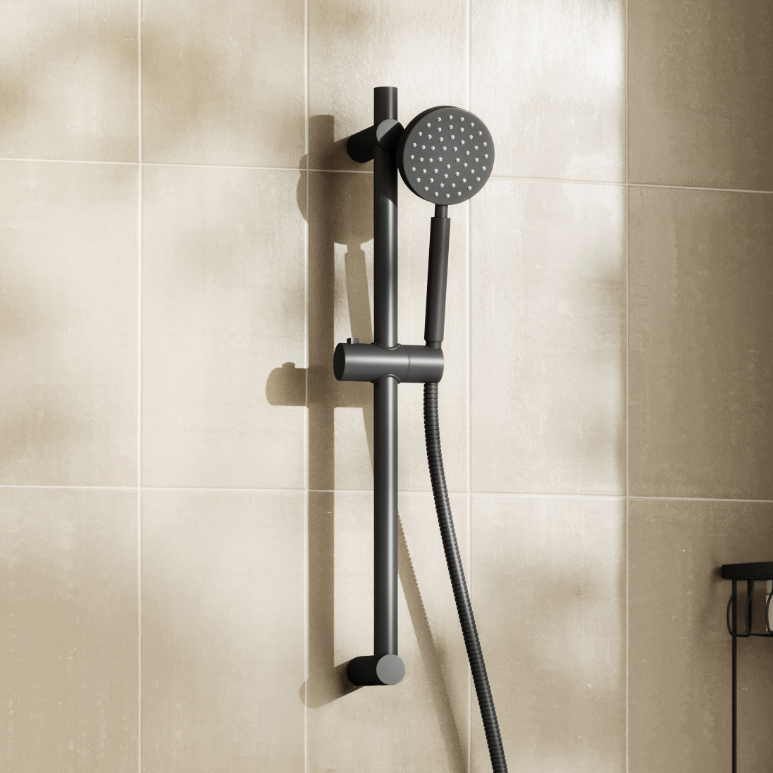 Saniclear Nero glijstangset met Vision handdouche zwart mat