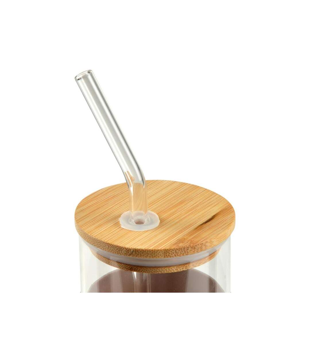 Paris Prix - Gourde & Paille En Verre silicone 0,5l Taupe