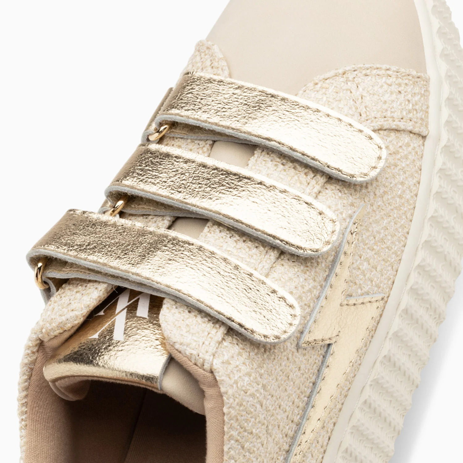 Sneakers-Baskets éclair Summer beige et or à scratchs